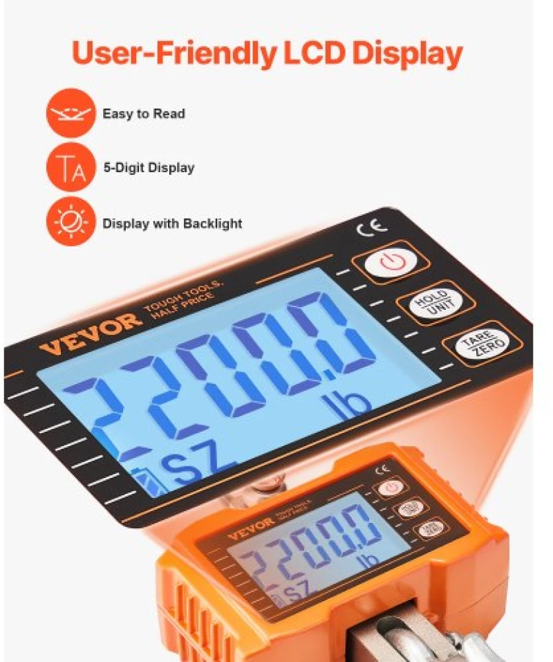 VEVOR Digital Crane Scale Industrial Hanging Scale 2200 lbs/1000 kg Heavy Duty