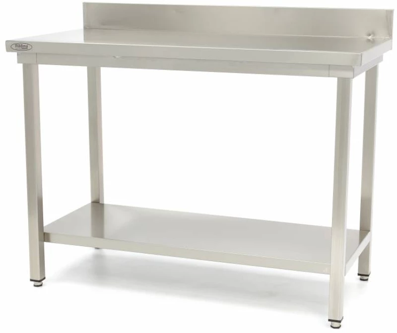 Stainless Steel Table - 180 x 70cm - Adjustable Height - with Backsplash