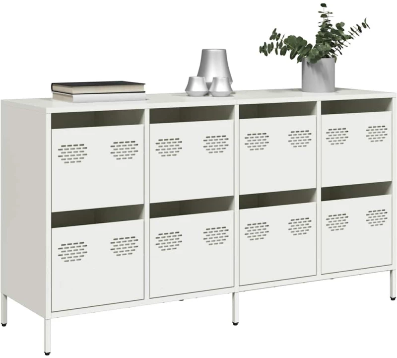 vidaXL Sideboard Λευκό 135x39x73,5 cm Ατσάλι ψυχρής έλασης