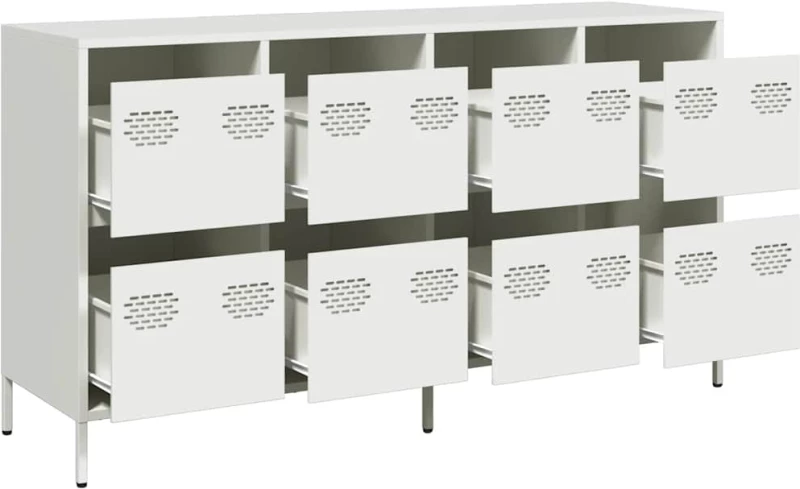 vidaXL Sideboard Λευκό 135x39x73,5 cm Ατσάλι ψυχρής έλασης