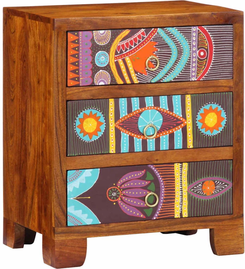 vidaXL Sideboard Πολύχρωμο 50x35x60 μασίφ ξύλο ακακίας