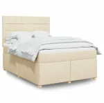 vidaXL Κρεβάτι Boxspring με Στρώμα Κρεμ 160x200 εκ. Υφασμάτινο