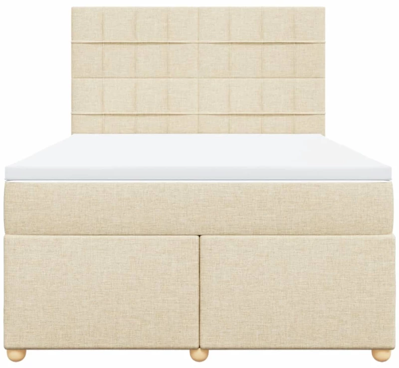 vidaXL Κρεβάτι Boxspring με Στρώμα Κρεμ 160x200 εκ. Υφασμάτινο