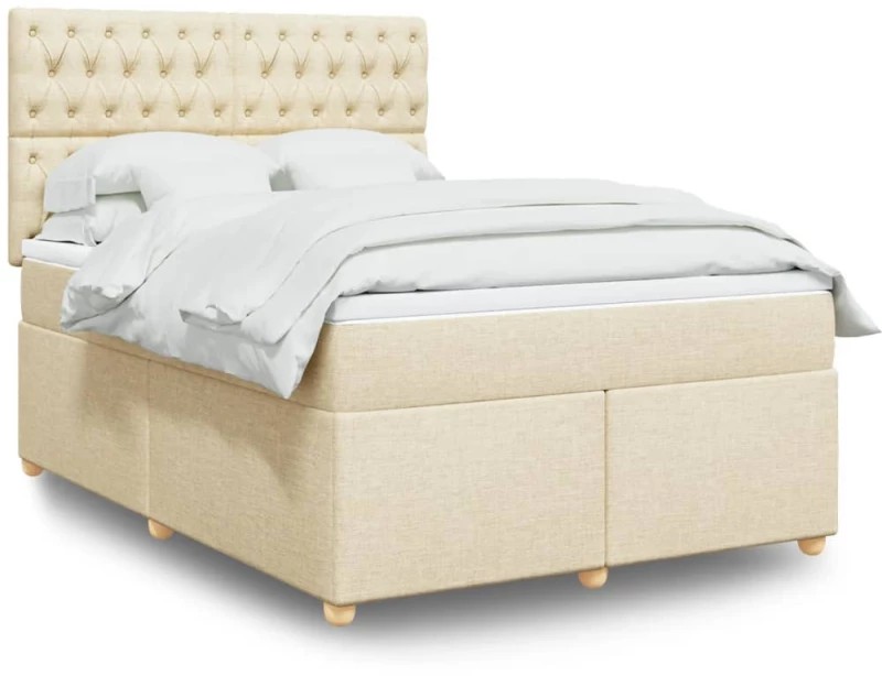 vidaXL Κρεβάτι Boxspring με Στρώμα Κρεμ 160x200 εκ. Υφασμάτινο