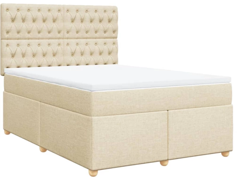 vidaXL Κρεβάτι Boxspring με Στρώμα Κρεμ 160x200 εκ. Υφασμάτινο