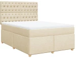 vidaXL Κρεβάτι Boxspring με Στρώμα Κρεμ 160x200 εκ. Υφασμάτινο