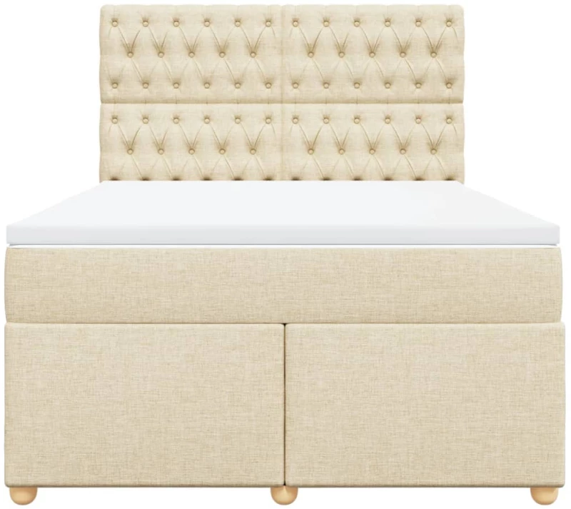 vidaXL Κρεβάτι Boxspring με Στρώμα Κρεμ 160x200 εκ. Υφασμάτινο