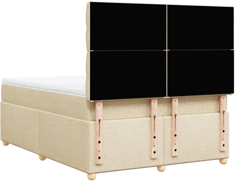 vidaXL Κρεβάτι Boxspring με Στρώμα Κρεμ 160x200 εκ. Υφασμάτινο