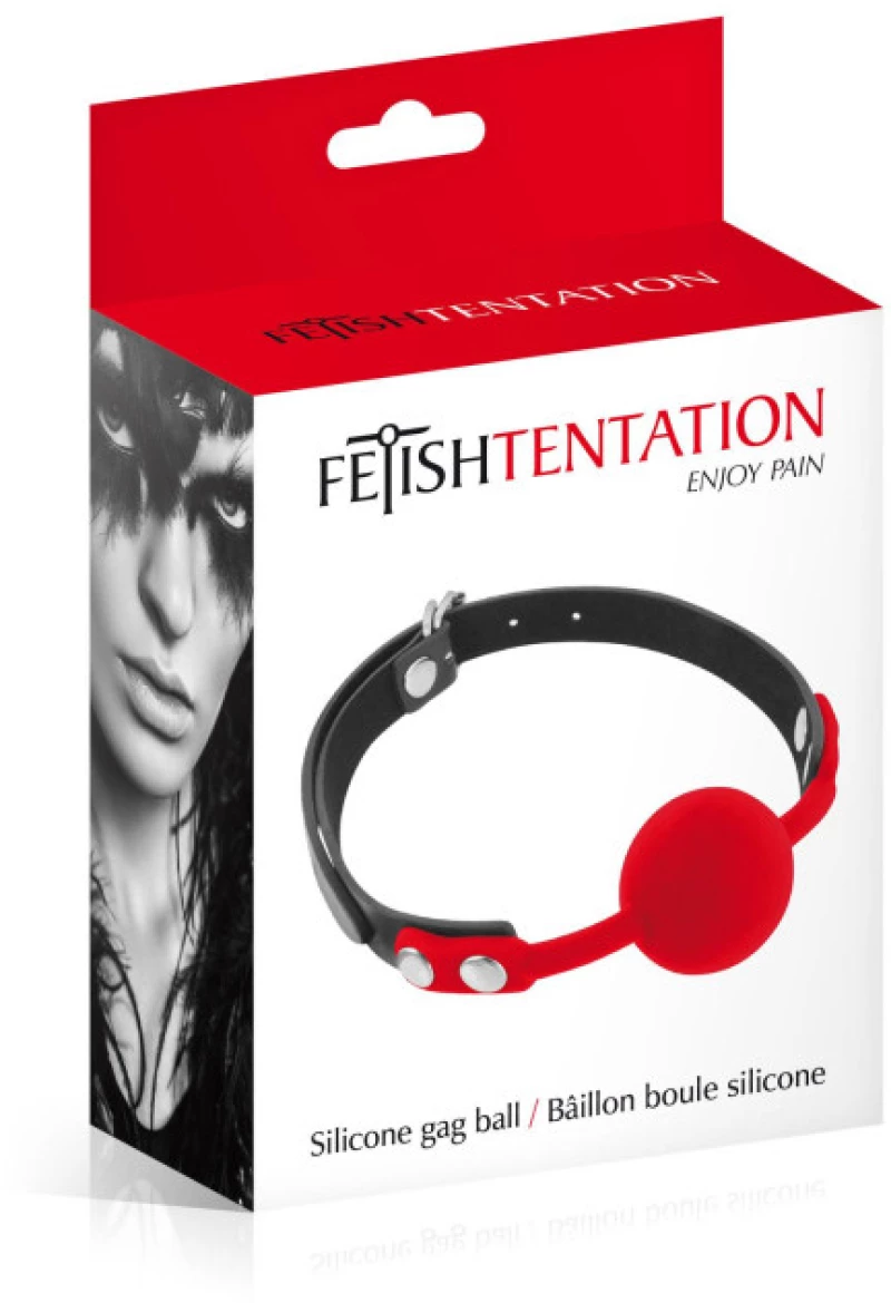 Black silicone ball gag Red