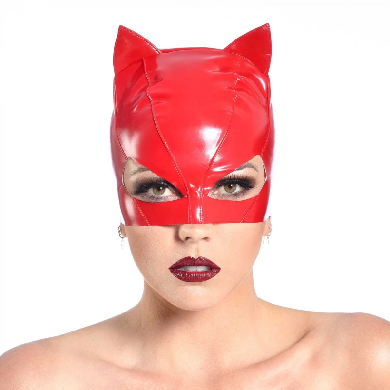 Sexy Μάσκα Βινυλίου Catwoman - Κόκκινη