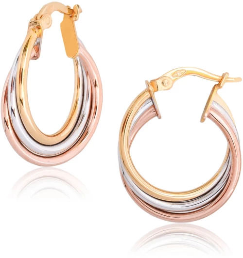 Κρίκοι τρίχρωμοι χρυσοί 14Κ