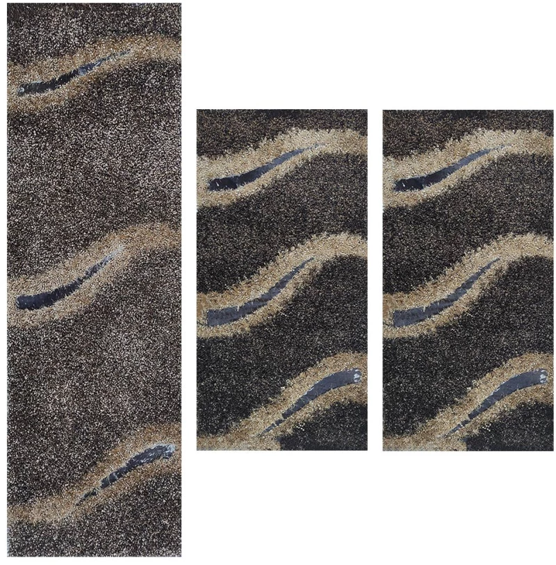 Χαλία σετ/3 polyester brown 70x150cm 70x220cm Koulis Carpets 95-5-112