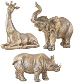 Φιγούρα Elephant Giraffe Rhinoceros "Africa Trio" Πολυρεζίνη Μπρούντζινο PU Pcs. Assorted