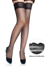Black Stockings Silicone Lace Top Stay Up Sheer Hosiery