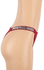 Red Rhinestones G-string Diamonds Thong Low Waist