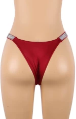Red Rhinestones G-string Diamonds Thong Low Waist