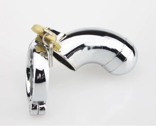 Steel penis chastity cage with removable front end and locker