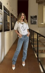 Παντελόνι Γυναικείο Τζιν με Κρύσταλλα Trash and Luxury Μπλε