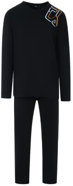 Ανδρική Πυτζάμα FILA - Χειμερινή - Μαύρη με print - Cotton - Regular Fit