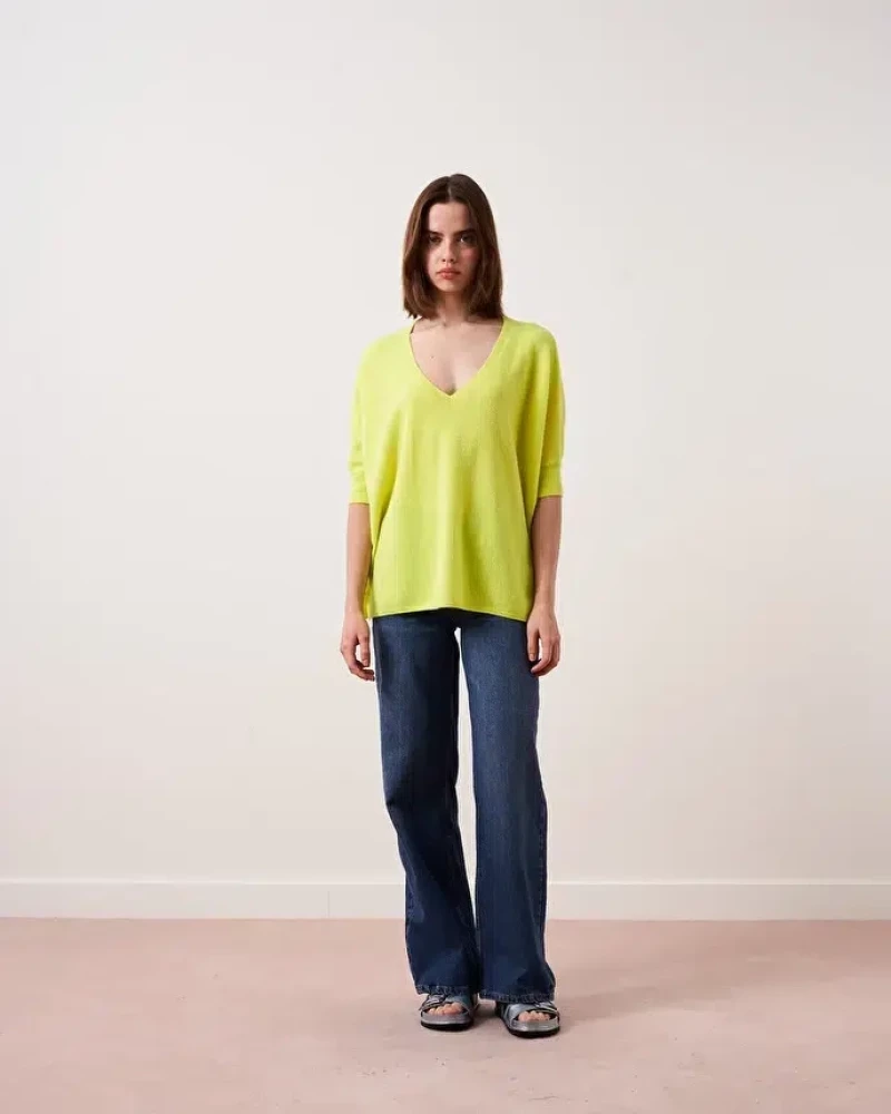 Πουλόβερ Γυναικείο V-Neck Kate Absolut Cashmere Neon Yellow