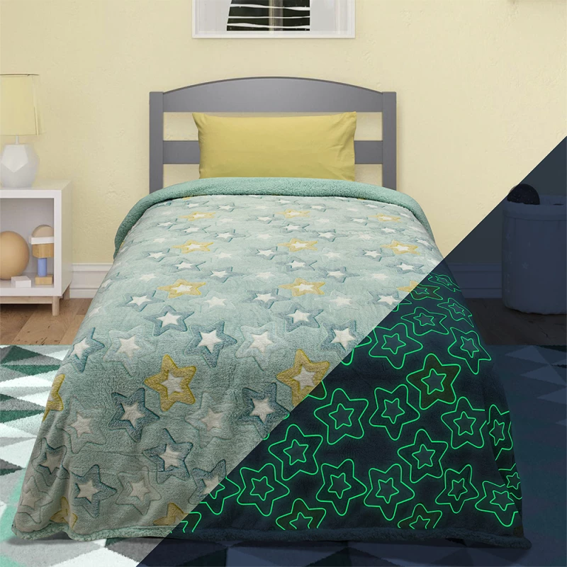 LINO ΚΟΥΒΕΡΤΑ FLEECE SHERPA ΦΩΣΦΟΡΙΖΕ STER MINT 160X220