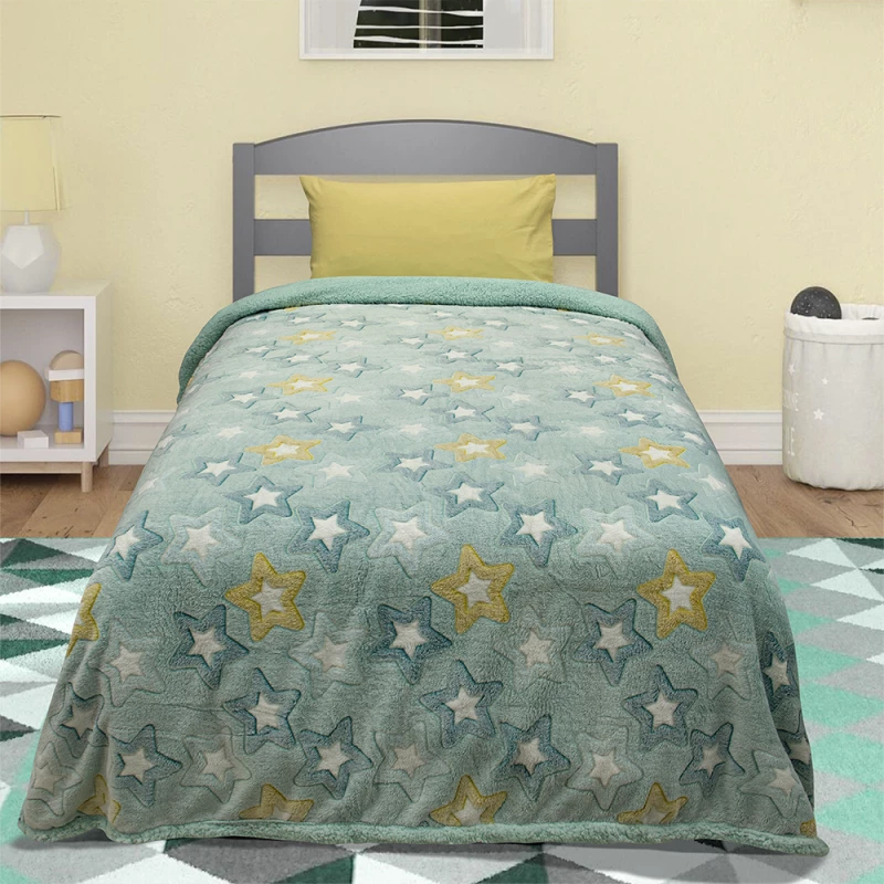 LINO ΚΟΥΒΕΡΤΑ FLEECE SHERPA ΦΩΣΦΟΡΙΖΕ STER MINT 160X220