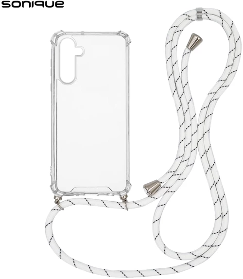 Θήκη Σιλικόνης με Κορδόνι Sonique Armor Clear Samsung Galaxy A55 5G Rainbow Λευκό