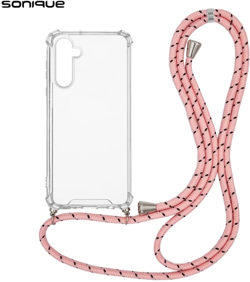 Θήκη Σιλικόνης με Κορδόνι Sonique Armor Clear Samsung Galaxy A55 5G Rainbow Ροζ