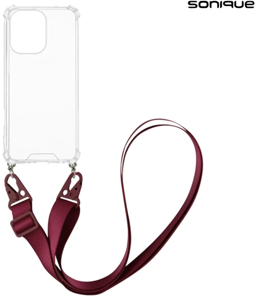 Θήκη Σιλικόνης με Strap Sonique Armor Clear Xiaomi Redmi 13 4G / Poco M6 4G Μπορντώ