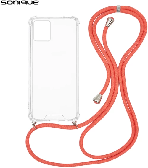 Θήκη Σιλικόνης με Κορδόνι Sonique Armor Clear Motorola Moto G32 Κοραλλί