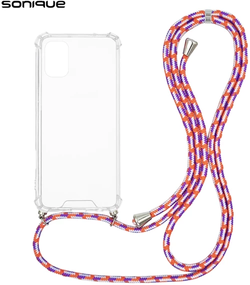 Θήκη Σιλικόνης με Κορδόνι Sonique Armor Clear Motorola Moto G31 4G / Moto G41 4G Rainbow Κοραλλί