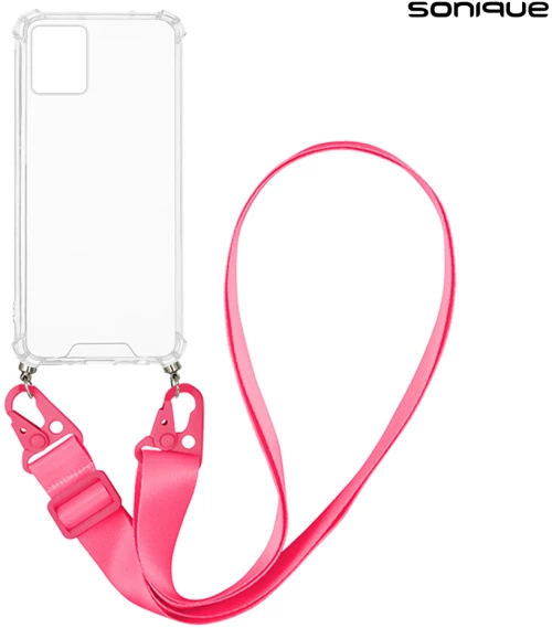 Θήκη Σιλικόνης με Strap Sonique Armor Clear Motorola Moto G32 Φουξ