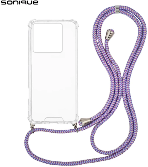 Θήκη Σιλικόνης με Κορδόνι Sonique Armor Clear Xiaomi Xiaomi 14T Pro Rainbow Λιλά