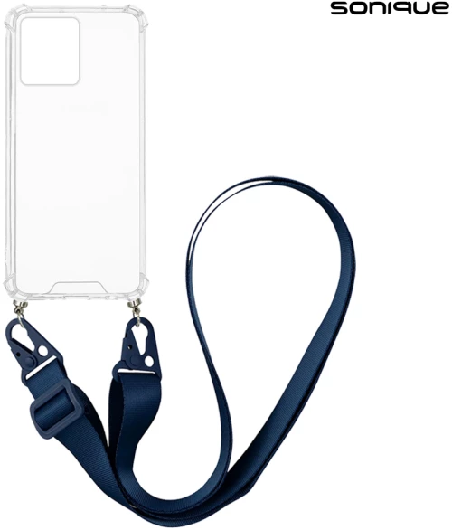 Θήκη Σιλικόνης με Strap Sonique Armor Clear Motorola Moto G84 5G Μπλε Σκούρο