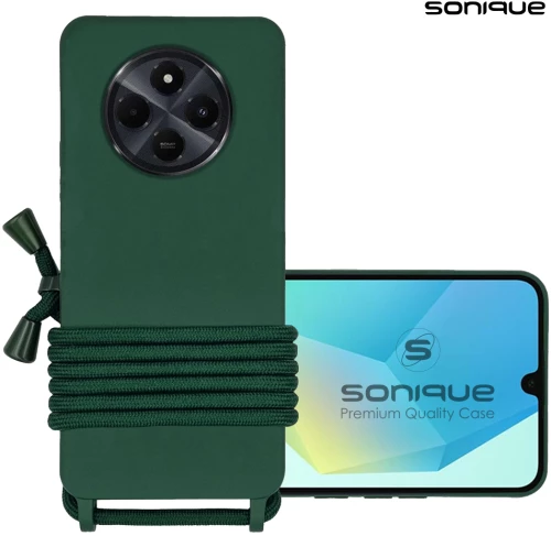 Θήκη Σιλικόνης με Κορδόνι CarryHang Sonique Xiaomi Redmi 14C 4G / Poco C75 4G / /Redmi A4 5G Πράσινο Σκούρο