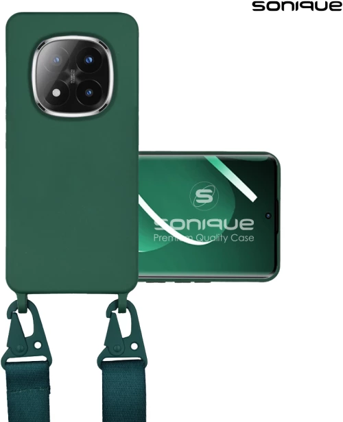 Θήκη Σιλικόνης με Strap CarryHang Sonique Xiaomi Redmi Note 14 Pro 5G / Redmi Note 14 Pro Plus 5G / Poco X7 5G Πράσινο Σκούρο