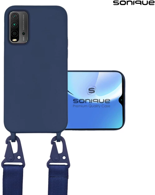Θήκη Σιλικόνης με Strap CarryHang Sonique Xiaomi Poco M3 / Redmi 9T Μπλε Σκούρο