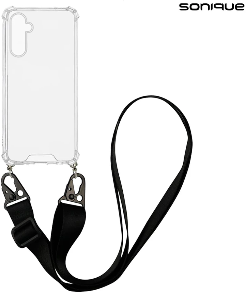 Θήκη Σιλικόνης με Strap Sonique Armor Clear Samsung Galaxy A16 4G / Galaxy A16 5G Μαύρο