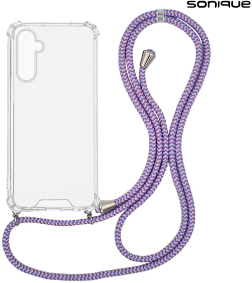 Θήκη Σιλικόνης με Κορδόνι Sonique Armor Clear Samsung Galaxy M15 5G Rainbow Λιλά