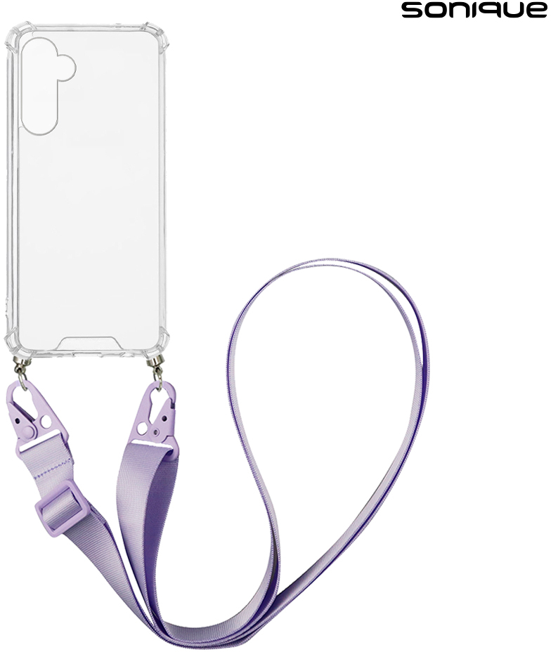 Θήκη Σιλικόνης με Strap Sonique Armor Clear Samsung Galaxy M55 5G Λιλά