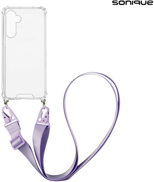Θήκη Σιλικόνης με Strap Sonique Armor Clear Samsung Galaxy M55 5G Λιλά