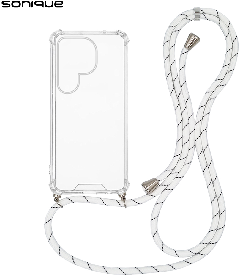 Θήκη Σιλικόνης με Κορδόνι Sonique Armor Clear Samsung Galaxy S25 Ultra Rainbow Λευκό