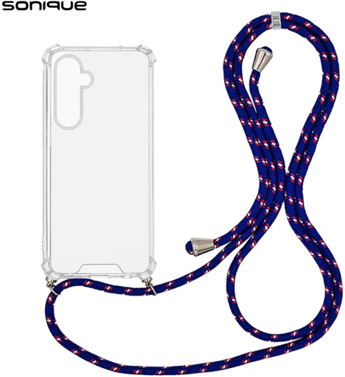 Θήκη Σιλικόνης με Κορδόνι Sonique Armor Clear Samsung Galaxy S25 Plus Rainbow Μπλε
