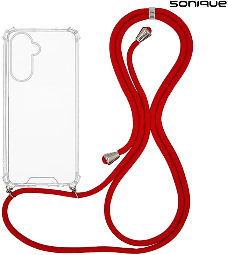 Θήκη Σιλικόνης με Κορδόνι Sonique Armor Clear Samsung Galaxy A56 5G Κόκκινο