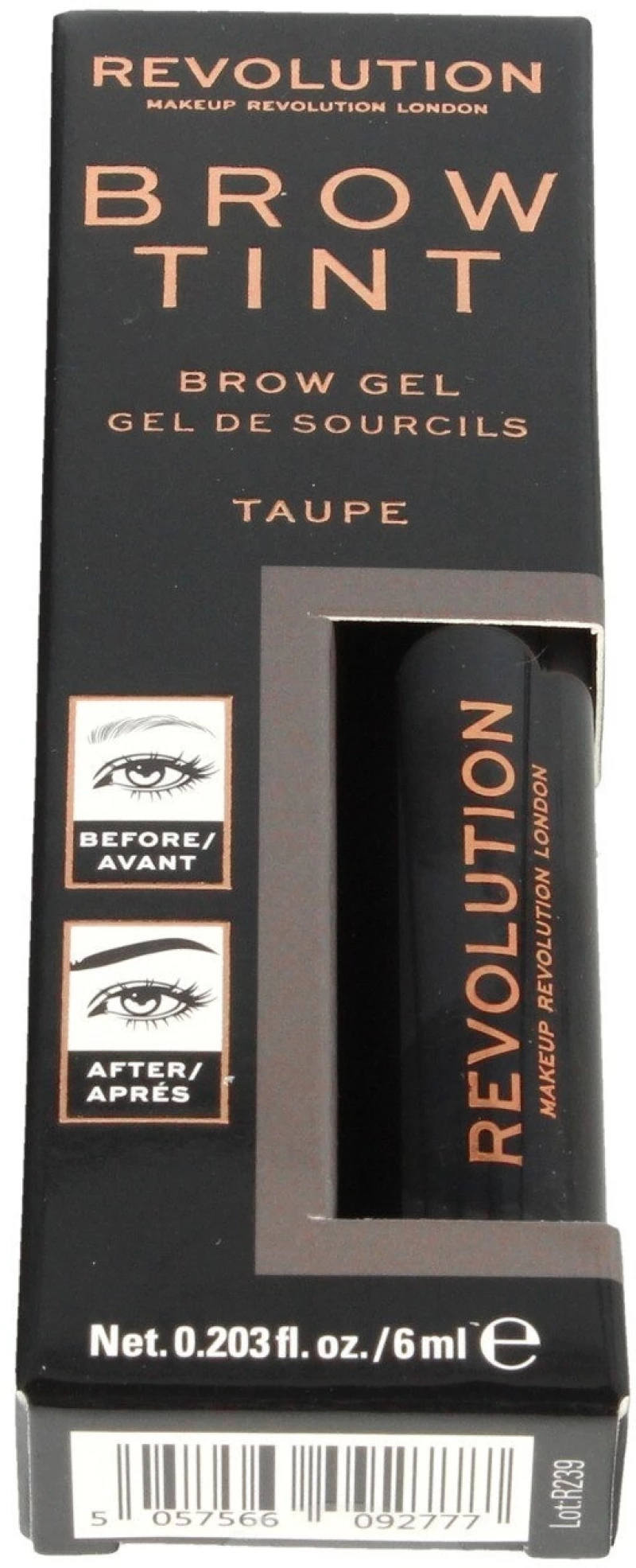 Makeup Revolution, Brow Tint, Eyebrow Gel, Taupe, 6 ml