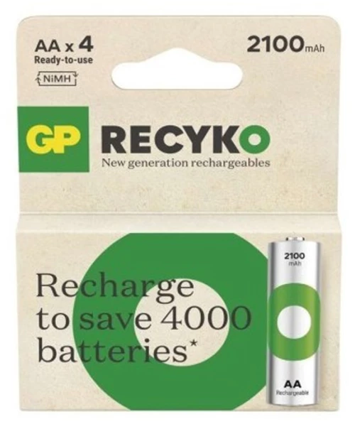 GP ΕΠΑΝΑΦΟΡΤΙΖΟΜΕΝΕΣ ΜΠΑΤΑΡΙΕΣ AA/R6 2100mAh Ni-Mh RECYKO READY TO USE 1.2V 4/BLISTER
