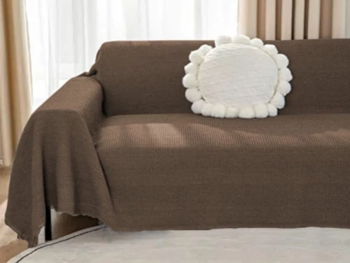 Σετ Ριχτάρια Καναπέ Σενίλ Μονόχρωμα One Color Γαρύφαλλο 3 ΤΜΧ - Καφέ