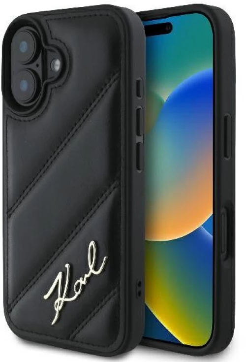 Karl Lagerfeld® Quilted Signature Back Cover για iPhone 16-Black