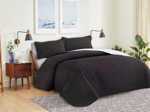 Κουβερλί Σετ Μονόχρωμο Leaves Διπλής Όψεως Microfiber Γαρύφαλλο - Λευκό, 220x240