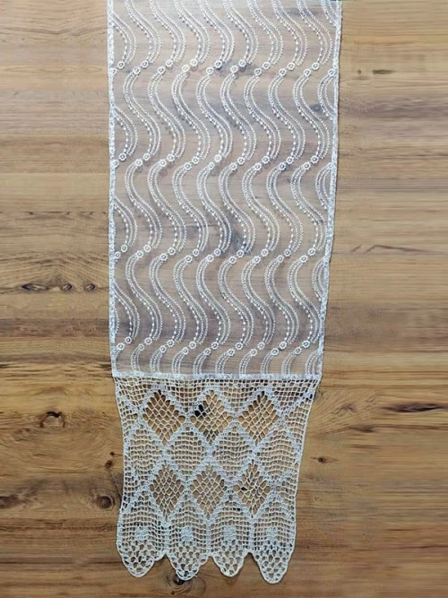 Τραβέρσα Σαλονιού Χειροποίητη Λευκή Μεταξωτή Σχ. 6023 Γαρύφαλλο 50x210